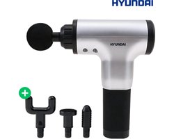 Hyundai Massagegun – Massage Gun – Massage apparaat – 4 opzetstukken – 6 standen – Spierweefselmassage – Space Grey – Sport en Relax Massage Apparaat – Krachtig – Draadloos – Professioneel Massagepistool