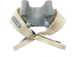 AnyPrice® Elektrische Massage Kussen Beige - 4 in 1 draadloze massage instrument - Voor nek, schouders, rug, heupen en benen - Met Verwarmingsfunctie - USB C oplaadkabel meegeleverd - Draadloos nekmassage