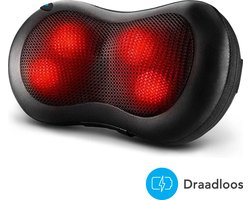 Auronic Draadloos Shiatsu Massagekussen - Elektrisch Nek en Rug Massage Apparaat - Warmte Functie - Zwart