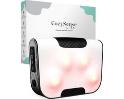 CozySense® Massagekussen - Massage Apparaat - Nekmassage Apparaat - Shiatsu Massagekussen - Shiatsu Massage Apparaat - Massage Kussen Nek en Rug - Oplaadbaar - Elektrisch - Met Warmtefunctie - Draadloos - Wit