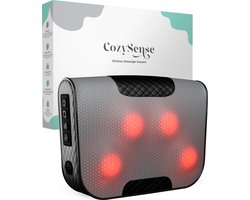 CozySense® Massagekussen - Massage Apparaat - Nekmassage Apparaat - Shiatsu Massagekussen - Shiatsu Massage Apparaat - Massage Kussen Nek en Rug - Oplaadbaar - Elektrisch - Met Warmtefunctie - Draadloos - Zwart