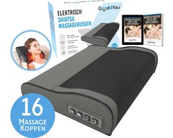 Good4You Elektrisch Shiatsu Massagekussen - Massageapparaat - Nek/Schouders/Rug/Benen/Buik/Voeten - Grijs en Zwart