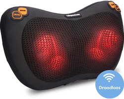 Lifeproducts Shiatsu Massagekussen Draadloos - Elektrisch Nekmassage Apparaat - Massage Apparaten - Nek en Schouder Massage Apparaat - Massageapparaten met Infrarood Verwarming