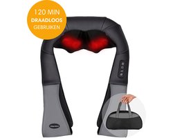 Lifeproducts Shiatsu Massagekussen Draadloos - Massage Apparaat voor Nek en Schouder - Elektrisch Nekmassage Apparaat - Massage Apparaten - Massageapparaten met Infrarood Verwarming - Met Carrybag