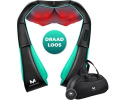 Massagerr® Shiatsu Massagekussen 2.0 – Draadloos – Nekmassage Apparaat - Incl. Draagtas en Stressbal - Massage Apparaat voor Rug, Nek en Schouder – Infrarood Warmtefunctie – Rugmassage - Massageapparaten