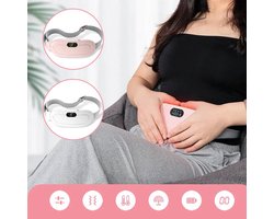 Menstruatie warmteband- Massage- Pijnverlichting- Massagekussen- kruik- Verwarmde Menstruatieband – Verwarmingskussen– Elektrisch Apparaat - Verwarmingsmat– Rug - Buik– 3 Warmte standen – Triltechnologie – Vibratie - Roze- Ivoor Wit- Moederdag- Vrouw