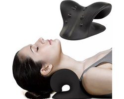 Nekstretcher – Massagekussen – Nekmassage Apparaat – Shiatsu massagekussen – Kussen voor nekklachten – Nek stretcher - Zwart - ATHLIX