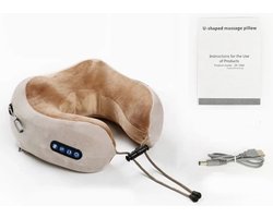 P&P Goods Nekmassage Apparaat – Massagekussen – Elektrische Massage Apparaat – Pijn Therapie Warme Functie – Draadloos – Voor Nek, Rug en Schouders – Geruisloos – Ontspanning – USB Oplaadbaar – 3.7W – Bruin