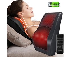 Professioneel Shiatsu Massagekussen met Afstandsbediening - Elektrisch Nekmassage Apparaat - Massage Apparaten - Nek en Schouder Massage Apparaat - Infrarood - Zwart/Grijs