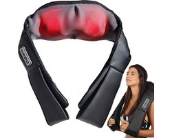 Staza - Body Nek Rug Massager - 3D Shiatsu - Diepe Weefselmassage Ontspanning & Pijnverlichting - Warmtefunctie - Handmatige Bediening & Automatische Programma's - Verstelbare Nekkussen - Flexibele Massagerollen - Draagbaar & Compact