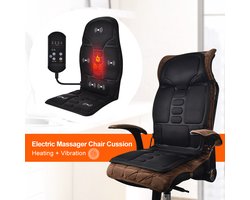 WizBay Premium Select® Shiatsu Massage Kussen Stoelkussen - Massagestoel - Shiatsu - 7 Massagepunten - 8 Standen 3 Intensiteiten - Inclusief Warmte Massage - Timer Instelling - Simpele Bediening Remote met LEDS - Autolader en Thuislader - Zwart