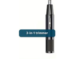 3 In 1 Neustrimmer - Neustrimmer - Oortrimmer - Wenkbrauwtrimmer - Voor Mannen En Vrouwen - Neushaartrimmer - USB Oplaadbaar - Inclusief Reinigingsborstel - Compact Design - Zwart