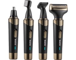 Baess 4 in 1 Neustrimmer Set - Oplaadbaar & Afspoelbaar - Neushaartrimmer - Oortrimmer - Wenkbrauw trimmer - Mannen & Vrouwen