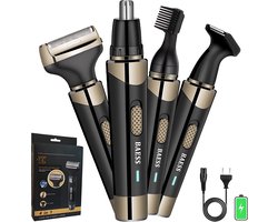 Baess Luxe 4 in 1 Neustrimmer Set - Oplaadbaar & Afspoelbaar - Neushaartrimmer - Oortrimmer - Wenkbrauw trimmer - Mannen & Vrouwen