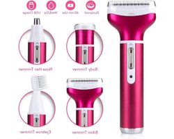 Elektrisch Damesscheerapparaat Haarverwijderaar Set - Pijnloos Epilator - USB Oplaadbaar - 4 Afneembare Hulpstukken - Bikinitrimmer Neushaartrimmer