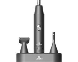 LENTZ Neushaartrimmer set 3-delig - 2 Opzetstukken - Grijs