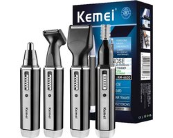 Neus trimmer - 4 in 1 - Mannen en vrouwen - Voor baard oor neus snor en wenkbrauwen - Tondeuse - Usb oplaadbaar - 65minuten batterij duur - Lcd display - Wasbaar ontwerp - Hygiëne - Zwart zilver -