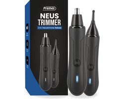 Premes - Neustrimmer 2 in 1 - 1 trimmer 2 opzetstukken - Mannen - Vrouwen - Oortrimmer - Neus - Trimmer - Afspoelbaar - Oplaadbaar - Neushaartrimmer Heren - Wenkbrauwtrimmer - Neushaartrimmers