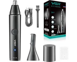 VGR Neustrimmer - 2 In 1 - Trimmer - Waterdicht - Usb C Kabel - Haartrimmer - Wenkbrauwtrimmer - Afspoelbaar - Oortrimmer - Neustrimmer mannen - Neustrimmer vrouwen