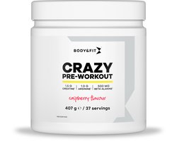 Body & Fit Crazy Pre-Workout - Framboos smaak - Pre Workout - 407 gram (37 doseringen)