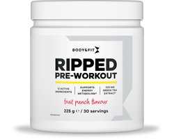 Body & Fit Ripped Pre Workout - Fruit Punch Pre-Workout Poeder - 30 doseringen (225 gram)