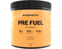 MyBodyFuel - Pre Fuel - Tropical - Pre-Workout - Energie Drank - Sport Boost - Per Scoop 250 mg Cafeïne - 325 gram