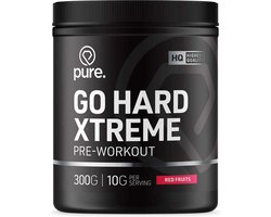 Pure. Go Hard Xtreme Pre-Workout - Beta Alanine - Taurine - Cafeïne - Citrulline - Suikervrij - Pre Workout Supplement, Krachttraining Energy Drink - Red Fruits - 30 servings - 300g