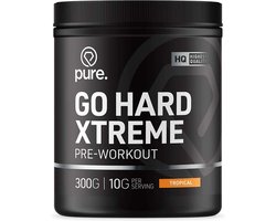 Pure. Go Hard Xtreme Pre-Workout - Beta Alanine - Taurine - Cafeïne - Citrulline - Suikervrij - Pre Workout Supplement, Krachttraining Energy Drink - Tropical - 30 servings - 300g