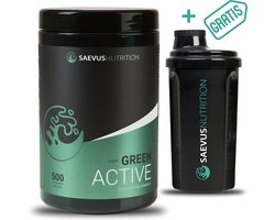 Saevus Nutrition - Green Active Pre-Workout V2 (zonder caffeïne) - 500 gr - Smaak Lemon - 25 servings - GRATIS shakebeker - Pre Workout Vrouwen - Mannen - Preworkout zonder cafeïne