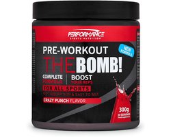 The Bomb Pre-Workout (Crazy Punch - 300 gram) - Performance - Arginine - Beta-Alanine - Creatine - Citrulline - Taurine - 30 servings