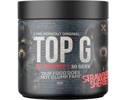 Top G - Pre workout - Energy - Strawberry Sherbet - 420gram - 30 servings - pre-workout - preworkout - Caffeine - Cafeine - Beta Alanine - L-Citrulline - L-Tyrosine - Taurine - Choline - Fitness - Krachttraining - Energie - Energy Drink - Focus