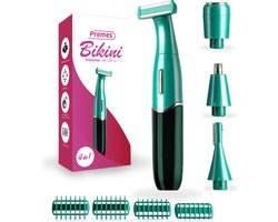 Premes - 4 in 1 - Bikinitrimmer - Bikini - Gezicht - Oksels - Benen - Bikinilijn - Wenkbrouw - Trimmer - Wenkbrauw Trimmer - Gezichtsontharing Dames - Intieme Zone - Ladyshaves Bikini - Ontharingsapparaat Electrisch