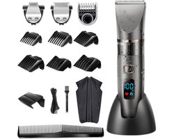 3-in-1 Tondeuse Mannen Hoofdhaar – Haartondeuse – Draadloze Baardtrimmer – Baard Trimmer- Trimapparaat Met Meerdere Opzetstukken – Kapperset Met Kappersmantel – Hair Clipper Waterdicht