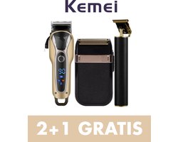 Kemei-Professioneel Kappersset+ Baardtrimmer Kado Twv €17,50-Scheeraparaat-goud-Km1990-Tondeuse-goud-Km1971Pro-Baardtrimmer-Km2024-Zwart-Rose Gold-Geschikt voor baby's/kinderen-Ook geschikt voor huisdieren