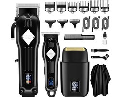 Kraftverdia™-Tondeuse mannen-Baardtrimmers-Professionele Draadloze Tondeuse-Kappersmantel-Baardverzorgings set-voor Thuis, Kapper-Zwart