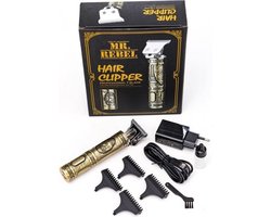 MR.REBEL Hair Clipper Professional T-Blade Tondeuse - baardtrimmer USB-oplaadbaar snoerloze elektrische kapsalon T-Blade trimmer voor mannen goud -0 - 1 - 2 - 3- 4 mm