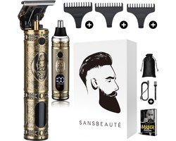 Professionele Draadloze T-blade Tondeuse + Neustrimmer - Sansbeauté® Buddha Trimmer - Baardtrimmer - Tondeuse Mannen Hoofdhaar - Cheveux Haar - Haartrimmer - Kapper Haar Machine - Haartondeuse - Barber Hair Clipper - Kappersset