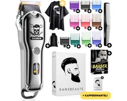 Professionele Draadloze Tondeuse + Kappersmantel - Tondeuse Mannen Hoofdhaar - Cheveux Haar - Haartrimmer - Kapper Haar Machine - Haartondeuse - Trimmer Baard - Trimapparaat - Barber Hair Clipper - Kapper Trimmer - Kappersset