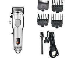 Professionele Draadloze Tondeuse Zilver - Trimmer - 2600mAh - Scheerapparaat Mannen - Hoofdhaar - Haartrimmer - Trimmerset - Hair Clipper