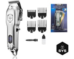 SYS - Professionele Draadloze Tondeuse - Trimmer - Tondeuse mannen hoofdhaar - Scheerapparaat mannen - Bodygroomer - Zilver