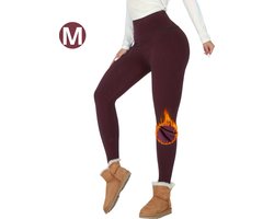 Bovista Gevoerde Panty - Legging - Hoge Taille - Winter Panty - Fleece panty - Thermo Panty - Warme Panty - Elastisch - Bordeaux Rood Maat M