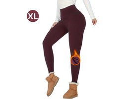 Bovista Gevoerde Panty - Legging - Hoge Taille - Winter Panty - Fleece panty - Thermo Panty - Warme Panty - Elastisch - Bordeaux Rood Maat XL