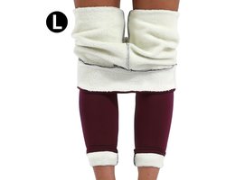 Bovista Winter Panty - Gevoerde Panty - Fleece panty - Legging Thermo Panty - Warme Panty - Elastisch - Hoge Taille - Maat L - Bordeaux Rood