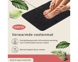 HEATEK - Energiebesparende infrarood verwarming - 50x40cm - 18W - Charcoal Black - warme voeten mat, voeten verwarming, verwarmingsmat