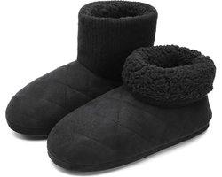 Inovra ® Pantoffels voor mannen en vrouwen, pantoffels van lamsleer, warme, met pluche gevoerde huislaarzen, zachte sokken voor mannen, pantoffels