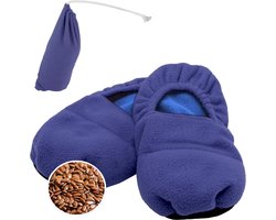 Inovra ® Verwarmde pantoffels voor magnetrons en blauwe fleecezakken - maat 7/10 Unisex - warmtebehoudende comfortabele pantoffels - geurende lijnzaad- en lavendelzaden, blauw