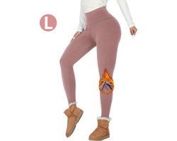 Livano Gevoerde Panty - Legging - Hoge Taille - Winter Panty - Fleece panty - Thermo Panty - Warme Panty - Elastisch - Roze Maat L