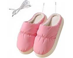 USB Verwarmde Slippers Voetwarmer Schoenen Oplader Elektrische Verwarming Schoenen Winter Warm Pluche Slippers Voor Vrouwen