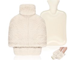 Voetwarmer, zonder stroom, voetenwarmwaterkruik, warmwaterkruik voeten, 2-in-1 warmwaterkruik voor de voeten, warmwaterkruik met overtrek, 2 liter, voetenwarmwaterkruik voor winter, dames, heren,