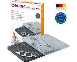 Beurer HK 125 Elektrisch Warmtekussen XXL - Heating pad - 60 x 40 cm - Getest "Zeer Goed" - 6 Warmtestanden - Max. 65°C - Snelle opwarming - Automatische uitschakeling - Fleece - Hoes machinewasbaar - 3 Jaar garantie - Grijs